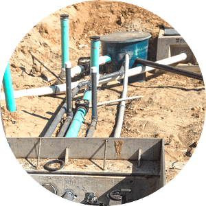 This is what greywater plumbing looks like coming out of the house before everything gets backfilled. An existing building's plumbing has none of that.